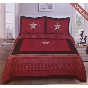 Country Design 3 Piece Quilted Bedspread Set 3 Piece Quilt Set - Queen & King